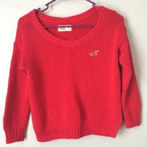 Red cropped sweater w/ bow